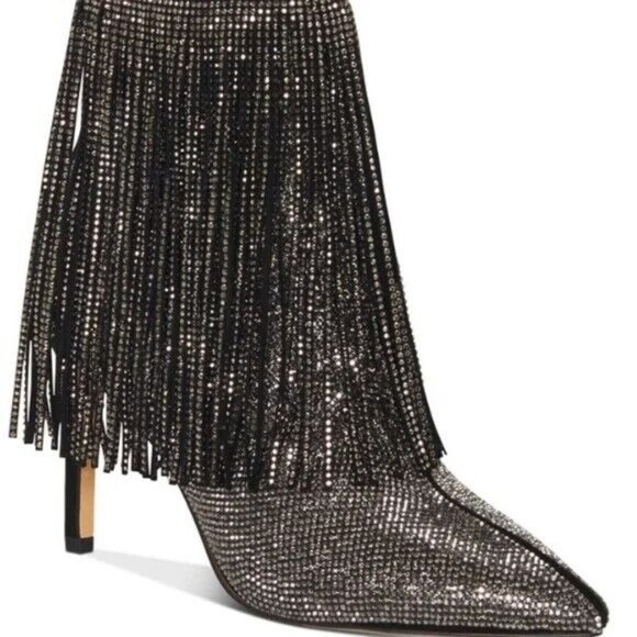 *ANDIAMO AFRINGE SPARKLE FRINGED STILETTO BOOTIE SIZE 6.5 * - Picture 2 of 13